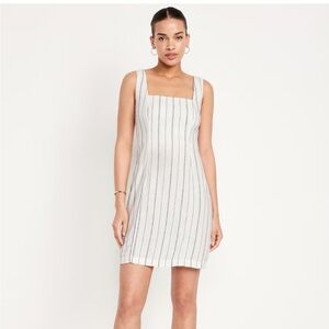 Square-Neck Linen-Blend Mini Dress size small